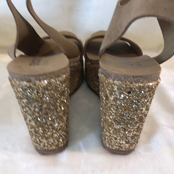 Pedro Garcia Gold and Tan Wedge Sandals 39 - Picture 6 of 6